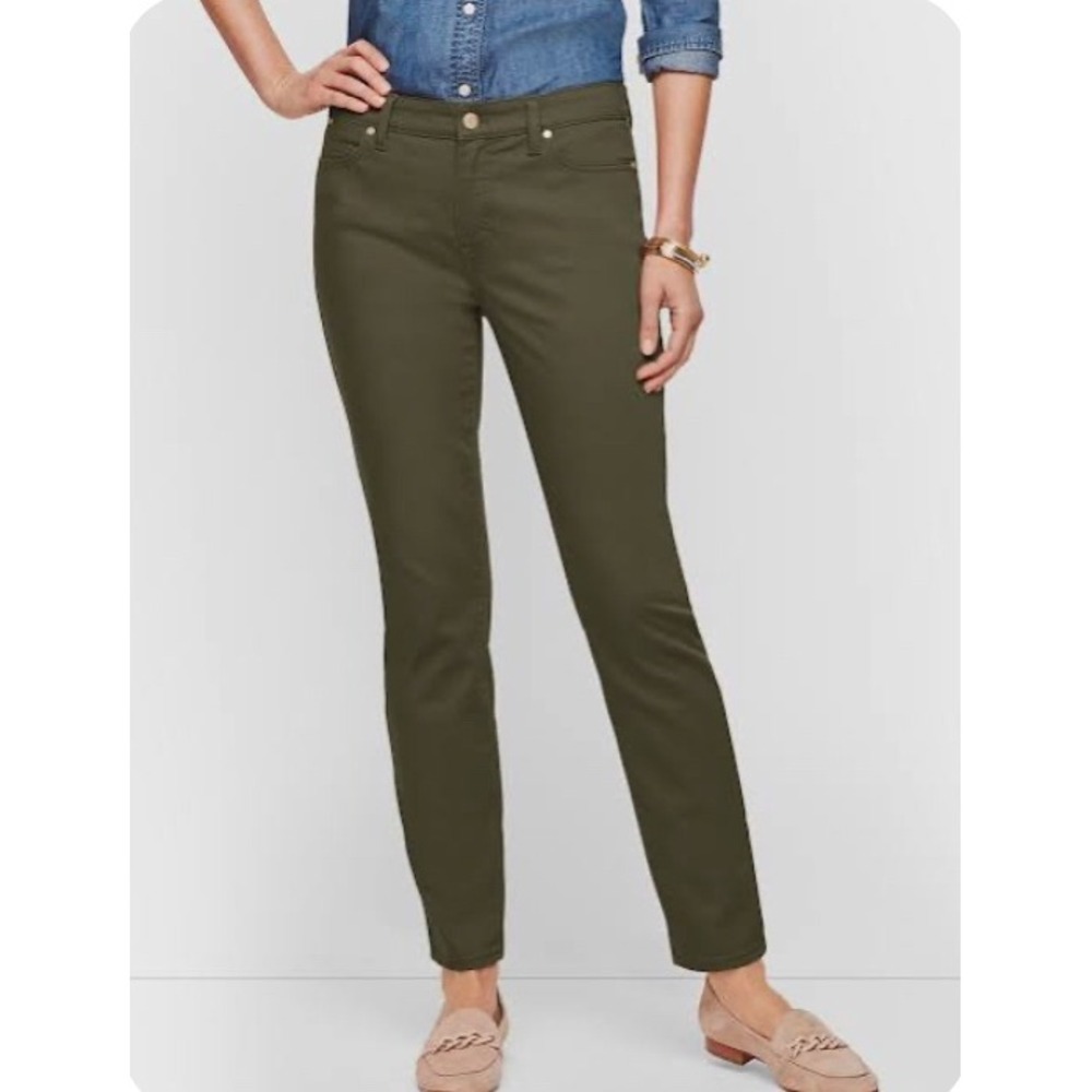 Talbots Flawless Five-Pocket Slim Ankle Pants Classic Olive Green Women's 12 EUC